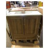 Home Decorators Collection Moorside 30 in. Single Sink Sweet Maple Bath Vanity with White Engineered Stone Top (Assembled) Broken    Customer Returns See Pictures