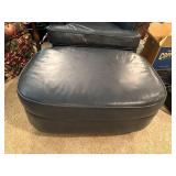 Lackawanna Leather Blue Armchair with Matching Ottoman