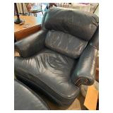 Lackawanna Leather Blue Armchair with Matching Ottoman