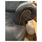 Lackawanna Leather Blue Armchair with Matching Ottoman