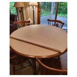 Solid Wood Dining Table with 4 Chairs with Two Extension Leaves