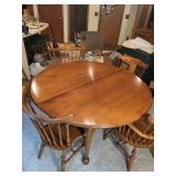Solid Wood Dining Table with 4 Chairs with Two Extension Leaves