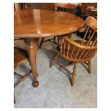 Solid Wood Dining Table with 4 Chairs with Two Extension Leaves