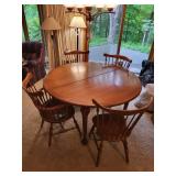 Solid Wood Dining Table with 4 Chairs with Two Extension Leaves