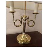 Vintage Brass Table Lamp with White Shade