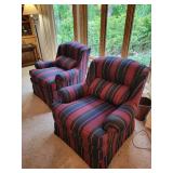 Pair of Traditional Striped Wingback Chairs