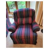 Pair of Traditional Striped Wingback Chairs