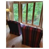 Pair of Traditional Striped Wingback Chairs