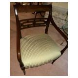 Vintage Hickory Chair Mahogany Armchair with Upholstered Seat