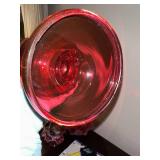 Mary Gregory Style Ruby Glass Vase with Enamel Decoration