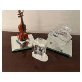 Set of 3 Crystal Etc Ornaments: Violin, Piano, and Ballerina