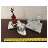 Set of 3 Crystal Etc Ornaments: Violin, Piano, and Ballerina