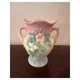 Vintage Hull USA Pottery Pink and Cream Vase with Floral Design