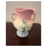 Vintage Hull USA Pottery Pink and Cream Vase with Floral Design
