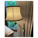 Vintage Brass Floor Lamp with Fabric Shade