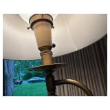 Vintage Brass Floor Lamp with Fabric Shade