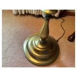 Vintage Brass Floor Lamp with Fabric Shade