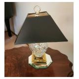Elegant Crystal and Black Shade Table Lamp