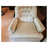 Pair of Upholstered Swivel Armchairs with Button Tufting