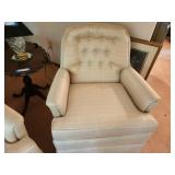 Pair of Upholstered Swivel Armchairs with Button Tufting