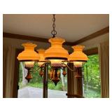 Vintage 5-Light Brass Chandelier with Glass Shades