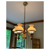 Vintage 5-Light Brass Chandelier with Glass Shades