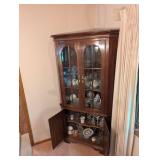 Elegant Glass Door Corner Cabinet (Contents not included)