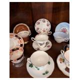 Collection of Vintage Porcelain and Bone China Teacups and Saucers