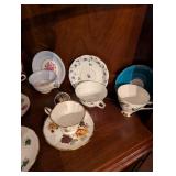 Collection of Vintage Porcelain and Bone China Teacups and Saucers