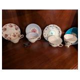 Collection of Vintage Porcelain and Bone China Teacups and Saucers