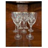 Set of 7 Clear Wine Glasses with Gold Rim