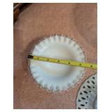 Set of 3 Vintage Cake Stands - Glass, Milk Glass, and Porcelain