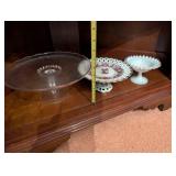Set of 3 Vintage Cake Stands - Glass, Milk Glass, and Porcelain