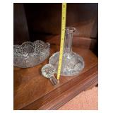 Vintage Cut Crystal Decanter with Stopper and Serving Bowl