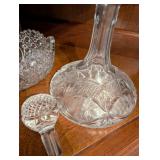 Vintage Cut Crystal Decanter with Stopper and Serving Bowl