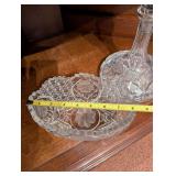 Vintage Cut Crystal Decanter with Stopper and Serving Bowl