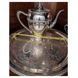Vintage Silver Tea Set with Tray and Covered Butter Dish