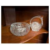 Set of 2 Crystal Cut Glass Bowls with Intricate Designs