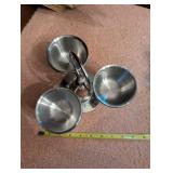 Vintage Metal and Wood Condiment Server with 3 Bowls