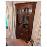 Elegant Style Corner China Cabinet with Glass Doors (Contents not included)