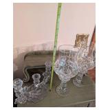Crystal Hurricane Lamps and Candle Holder Set