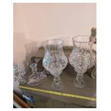 Crystal Hurricane Lamps and Candle Holder Set