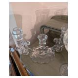 Crystal Hurricane Lamps and Candle Holder Set