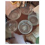 Set of 5 Crystal Cut Glass Serving Bowls with Various Patterns