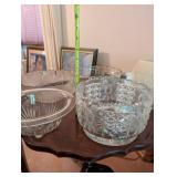 Set of 5 Crystal Cut Glass Serving Bowls with Various Patterns