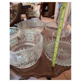 Set of 5 Crystal Cut Glass Serving Bowls with Various Patterns