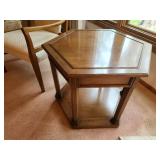 Hexagonal Wooden End Table with Storage Shelf