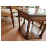 Hexagonal Wooden End Table with Storage Shelf