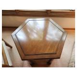Hexagonal Wooden End Table with Storage Shelf