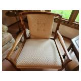 Vintage Wooden Armchair with Upholstered Seat and Backrest